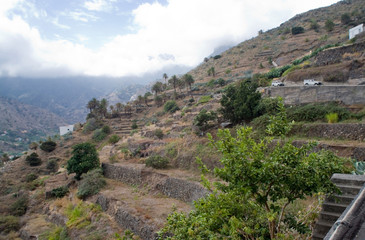 original colorful houses on the Spanish island of Canary Gomera