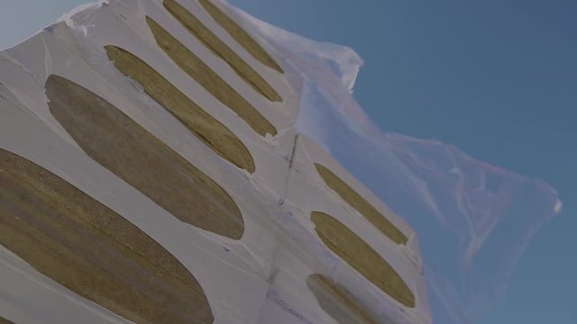Glass wool insulation. Glass wool insulation blocks for home insulation.
