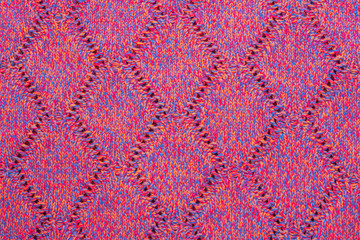 Knitted sweater texture. Pink melange pattern. Background. Copy space