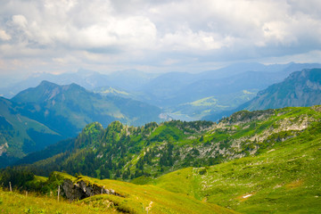 Fototapeta na wymiar Typical summer mountains Switzerland landscape