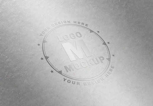 Chrome Logo Mockup on Metal Plate