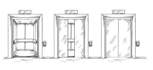 Three elevators, open, closed and the semi-closed. © nurofina