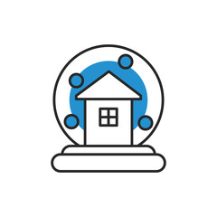 merry christmas crystal ball with house