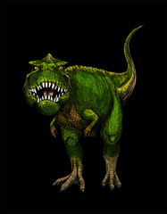 Tyrannosaurus Rex, full color sketch, hand drawn