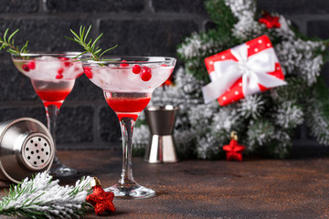 Cranberry margarita cocktail. Christmas drink