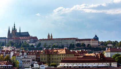 The castle of Prague and the city below it on a warm summer day