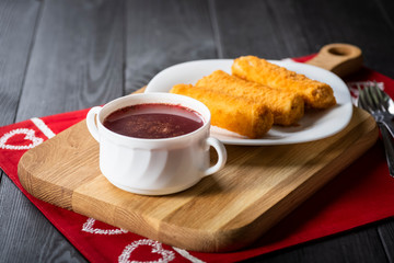 Red borscht and croquette