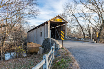 Blitzer's Mill Covered Bridge Spanning Cocalico Creek in Lancaster County, Pennsylvania
