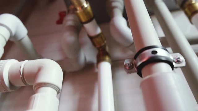 Water pipes. Water supply system and boiler houses in a private house.