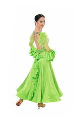 ballrom dance woman in a dance pose isolated on white bachground