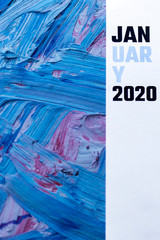 2020 calendar on trendy classic blue colored backdrop