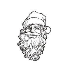 Vector vintage illustration of Santa Claus. Christmas character isolated on white in engraving style. Happy New Year sketch
