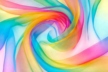 organza fabric in rainbow color - obrazy, fototapety, plakaty
