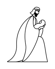 Joseph and baby jesus of happy epiphany day vector design