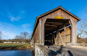 Pinetown Covered Bridge Crossing Conestoga Creek in Lancaster County, Pennsylvania