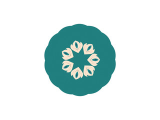 Green, jade, beige color mandala. Oriental illustration. Simple, minimalistic ornament. Yoga, meditation, tantra banner, card template. Floral radial pattern. Turquoise boho style flower