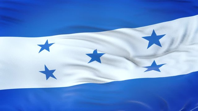 Honduras flag waving in the wind with highly detailed fabric texture. Seamless loop