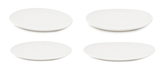 set of white plate on white background