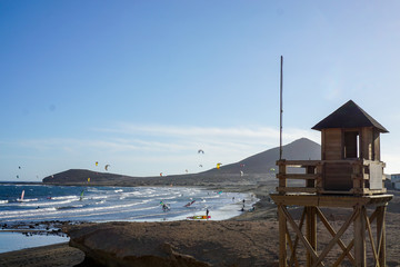 Life guard hut overlooking the beach