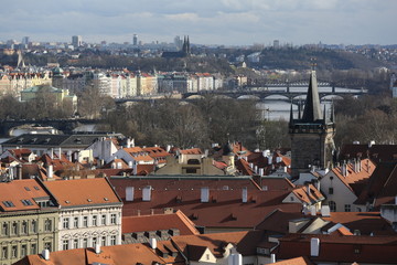 Fototapeta premium A view of the rooftops of Prague