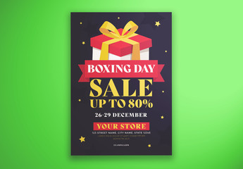 Boxing Day Flyer Layout with Gift Box Illustration