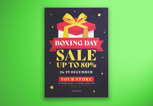 Boxing Day Flyer Layout with Gift Box Illustration