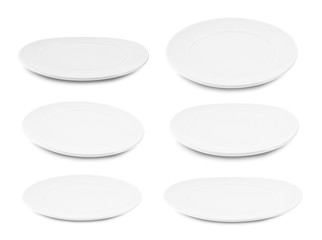 set of white plate on white background