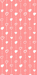 Vector pattern for Valentine's Day. Cute hand drawn hearts on pink background
