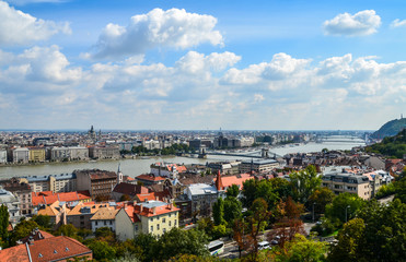 Fototapeta na wymiar Panoramic view of Danube River and Budapest City, Hungary