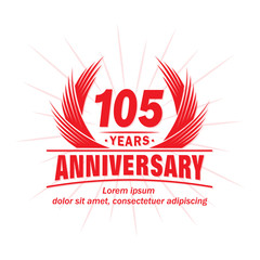 105 years logo design template. 105th anniversary vector and illustration.