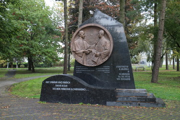 Memorial of A. Hlinka and M. Razus in park of Stefan Visnovsky in Zvolen, Slovakia