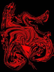 Hand drawn abstract illustration of black and red color with the texture of drops and lines. Blood on black. Vampire background. Label, packaging, wrapping paper, scrapbooking paper.