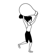 woman with light bulb on white background