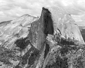 Half dome Yosemite black and white