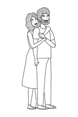 Couple of woman and man drawing vector design