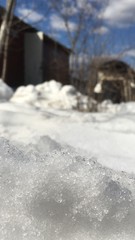 winter landscape with small house and snow