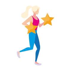 woman with stars golden on white background