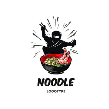 Logo with image ninja eating noodle