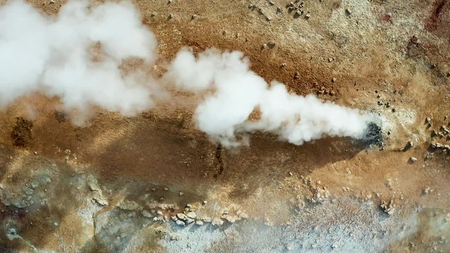 Namafjall Hverir geothermal area in Iceland. Aerial view