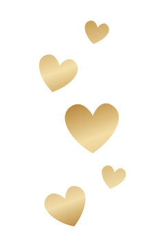 Isolated gold hearts vector design
