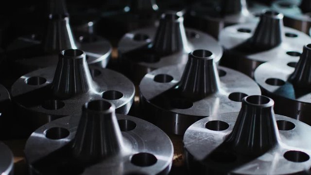 flanges with holes for connecting pumping machine closeup