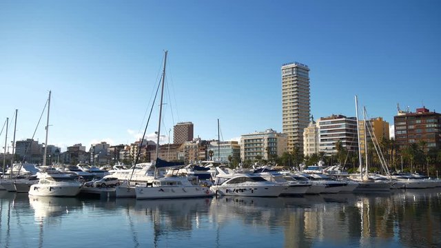 Views of luxury yachts on the Spanish marina