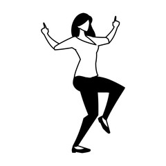 Fototapeta na wymiar silhouette of woman in pose of dancing on white background
