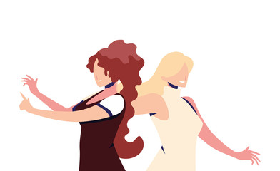 scene of women in dance pose, party, dance club