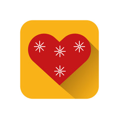 happy merry christmas heart with snowflakes icon