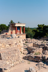 Casual view on the Knossos temple ruins elements in Heraklion, Greece