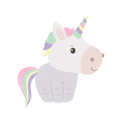 Isolated white unicorn cartoon vector design