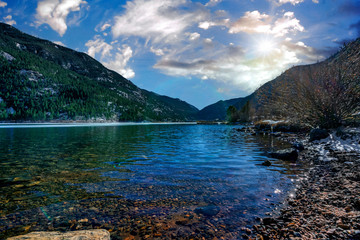 A lake in mountains in Georgetown, Colorado USA off of highway route 70. 