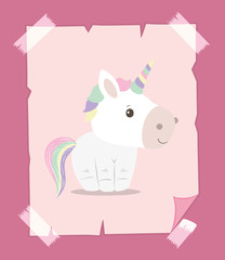 White unicorn cartoon vector design