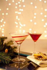 TWo Christmas Winter Cocktails with lights